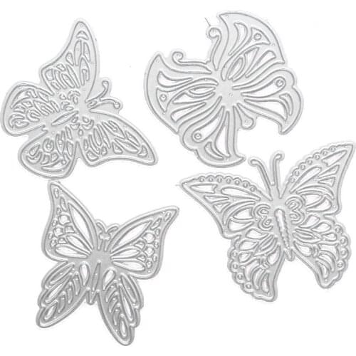 OOTDTY 4PCS Butterflies Metal Cutting Dies Stencil Scrapbooking DIY Album Stamp Paper Card Mold Embossing Decoration Craft
