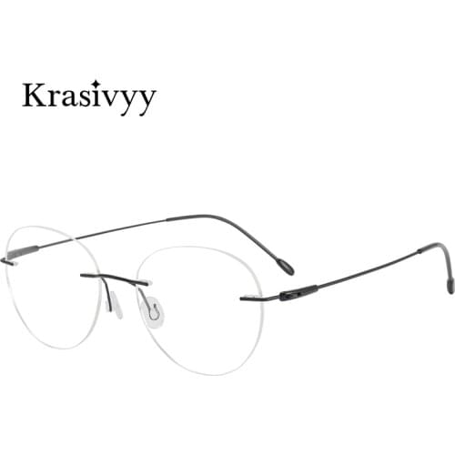 Krasivyy Rimless Glasses Frame Women Ultralight Optical Prescription Eyeglasses Men Korean Vintage Round Screwless Eyewear