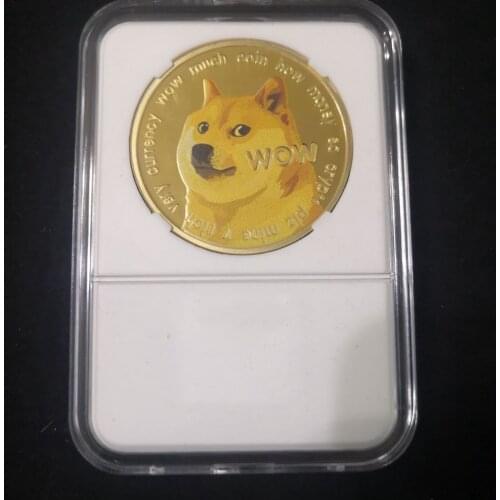 Gold Plated Dogecoin Commemorative Coins Cute Dog Pattern Dog Souvenir Collection Gifts