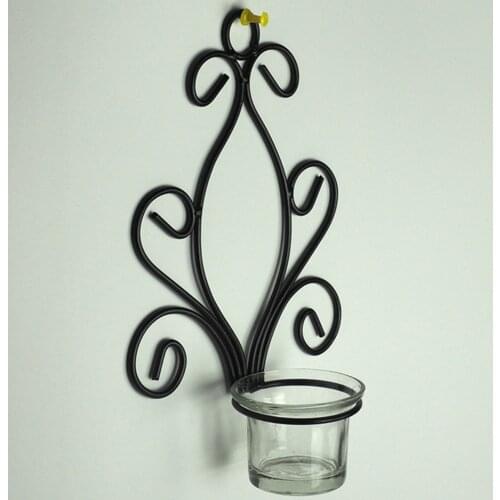 Nordic Style Candle Holder Metal Wedding Wall Hanging Candle Holder Glass Art Iron Bougeoir En Verre Home Decoration DD60ZT