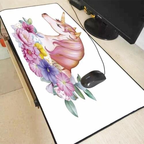 XGZ Unicorns Horse and Flowers Rubber Large Lock Edeg Speed Mouse Mat Pad Gaming Mouse Durable Desktop Mousepad for CSGO DOTA XL