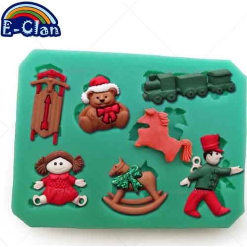 New girl horse bear train silicone molds for cake decorating fondant cake form chocolate soap mould cake tools F0599HC35