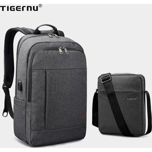 Tigernu Laptop Backpack Bag Set with USB Charging Messenger Mens Bag Splashproof Shoulder Bags 15.6 Mochila Male Travel Bags