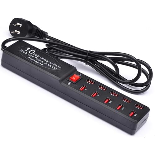 Go2linK Desktop USB Charger HUB 10 Ports US EU Plug Wall Socket Dock Fast Charging Extension Power Adapter for Cell Phone Tablet