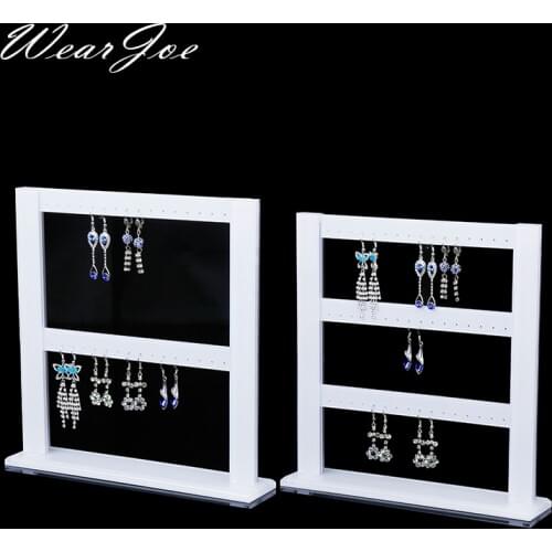 Ear Studs Long Earrings Stand Jewelry Display Holder Rack Acrylic White Showcase Counter Top Organizer Shelf for Earbob Dangler