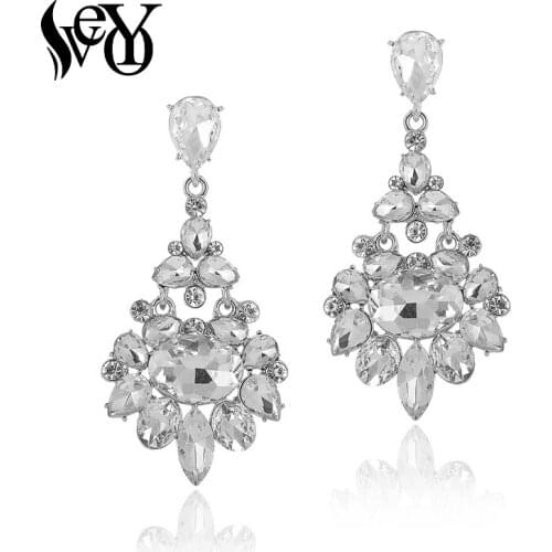 VEYO Vintage White Full Crystal Drop Earrings Luxury Dangle Earrings Accessories Jewelry For Women