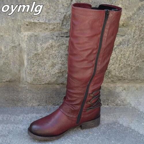 Women boots 2020 Winter PU Leather Knee High Boots Women Snow Boots High Heels Side Zipper Female Shoes boots knee high boots