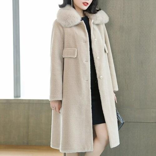 Real Fur Coat Women Korean Cute Winter Warm Sheep Shearing Jacket Woolen Overcoat Abrigos Mujer Invierno 2020 8113-2 YY605