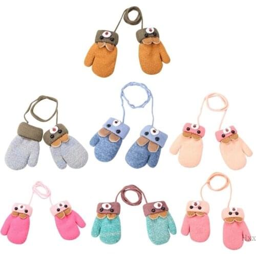 0-3Years Winter Baby Boy Girl Knitted Gloves Thick Warm Rope Full Finger Mittens
