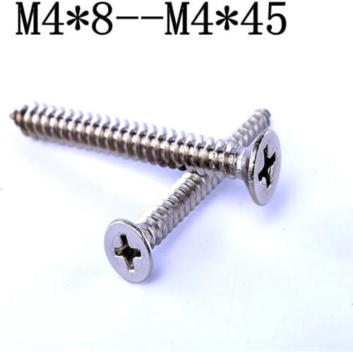 10pcs Stainless steel cross countersunk head tapping screw M4 screw M4*8--M4*45