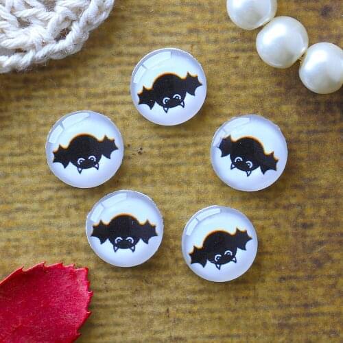 12mm 25mm 14mm 16mm 18mm 20mm Photo Glass Cabochons Round Cameo Set Handmade Settings Bat 11