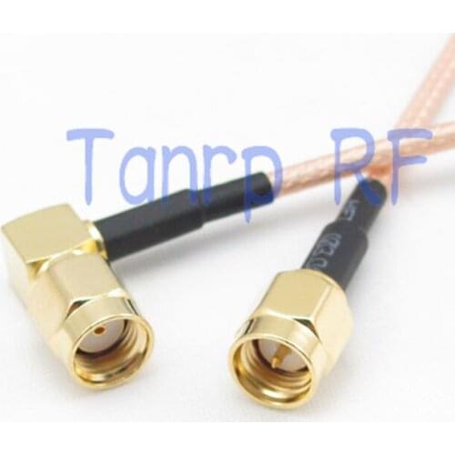 2PCS 20INCH SMA male to RP SMA male right angle RF adapter connector 50CM Pigtail coaxial jumper cable RG316 extension cable