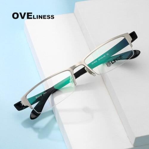 2021 Square Glasses Frame for Men Optical mens eyeglasses frames Myopia half Metal eyewear male Prescription glasses Spectacles