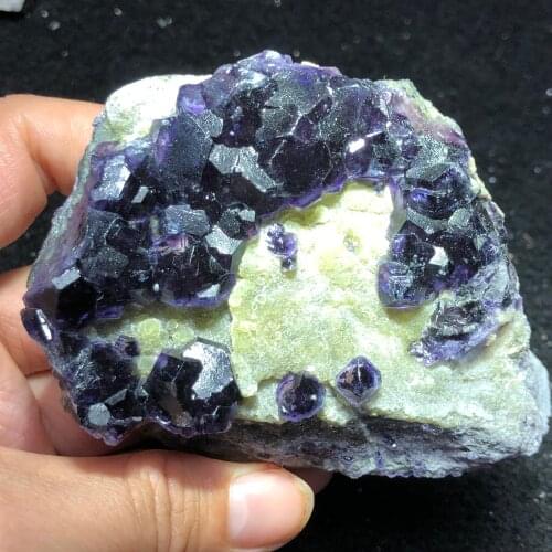 233.4gRare natural dark purple Fluorite Crystal quartz mineral specimen rock original gem halo energy healing crystal