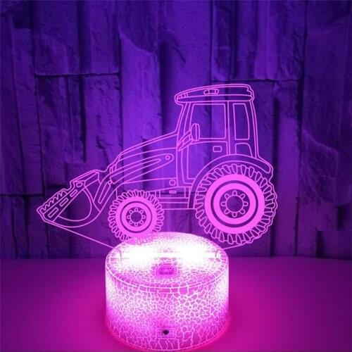3D Led Acrylic Night Lamp Bulldozer Car Creative Desk Light USB/Battery Powered Perfect Gifts for Kids,Girlfriend,Party