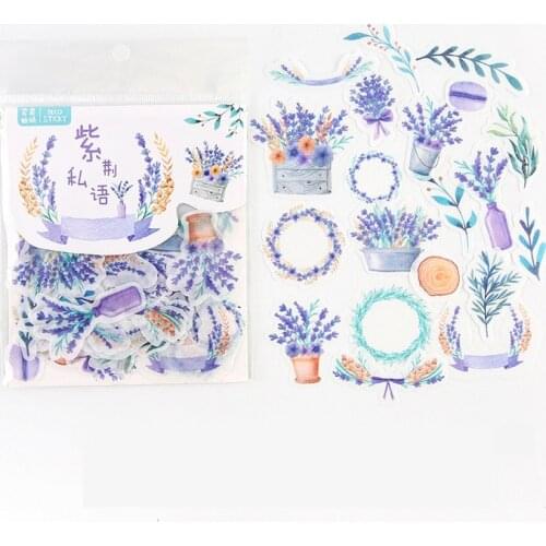 40 pcs /Bag Violet Purple Flowers Decorative Stickers Album Diary Hand Account Decor