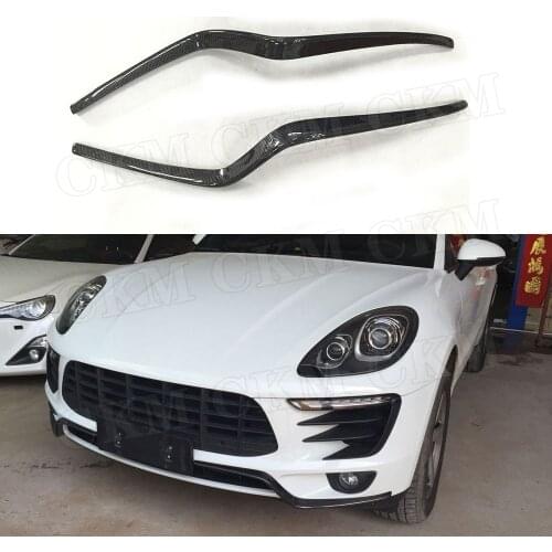 2PCS Carbon Fiber Front Bumper License plate Trim Beard Decoration Air Knife Strips For Porsche Macan 2014-2017