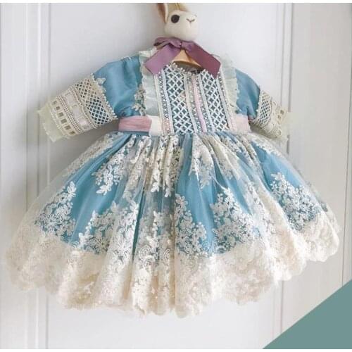 Baby Girl Autumn winter Vintage Spanish Turkey England Lolita Princess Ball Gown Dress kids Birthday Party