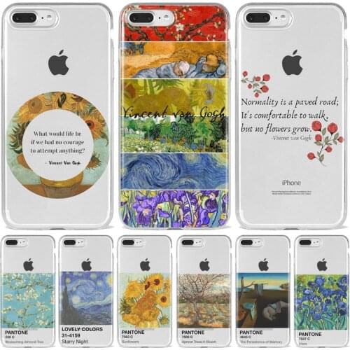 Art Aesthetic Vincent Van Gogh Starry Night flower Phone Case For iphone 6 7 8 Plus X Max XR 11 12Mini Pro Soft TPU Fundas Coque