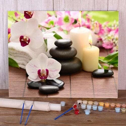 Orchid Flower DIY Paint By Numbers Set Acrylic Paints 50*70 Canvas Pictures Handmade Children Drawing