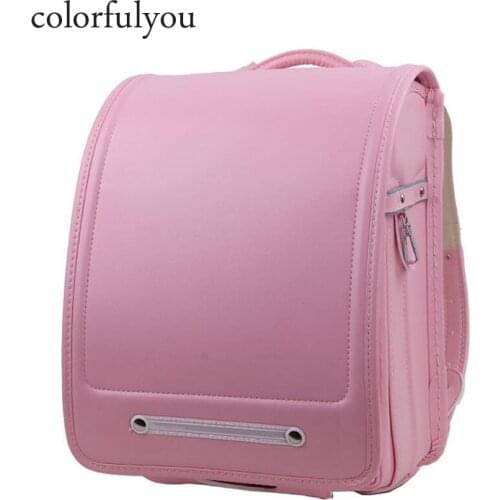 Candy colors Child School Bags Boy and Girl Randoseru PU leather Backpack Children Japanese Style Student Backpacks Kids bag