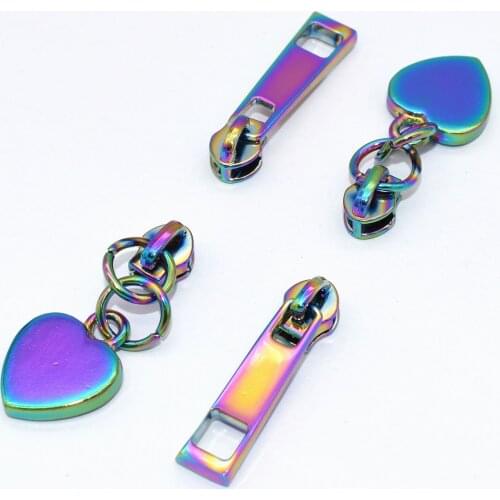 Rainbow Zipper Head 3# Zipper Heart Shape Zipper Head Zinc Alloy Zipper Head DIY Bag Handbag Purse Leather Craft Shoe Accessory