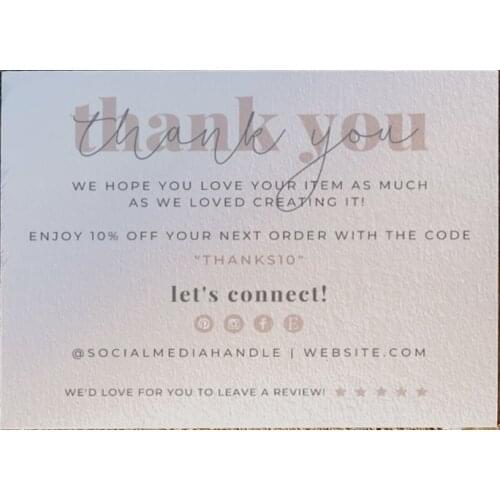 EDITABLE Business Thank You Card Printable Thanks For Your Purchase Card Small Business Package Insert Card
