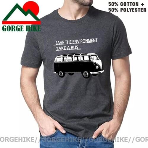Classic Design Casual Car T Shirt men Save The Environment Take a Bus Trend Fashion Old School T-Shirt Funny Mens Humorous Tees
