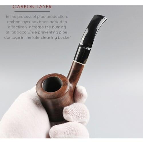 SHAO LAN Smoekr Tobacco Pipe Handmade Ebony Wood Root Smoking Pipe Gift Box and Accessories