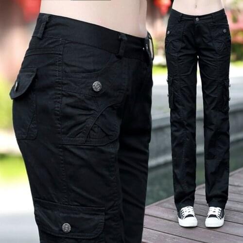 Women Pant 2019 Military 100% Cotton Cargo Pants Plus Size 4XL Army Green Trousers for Femme Ladies Multi-pocket Summer Overalls