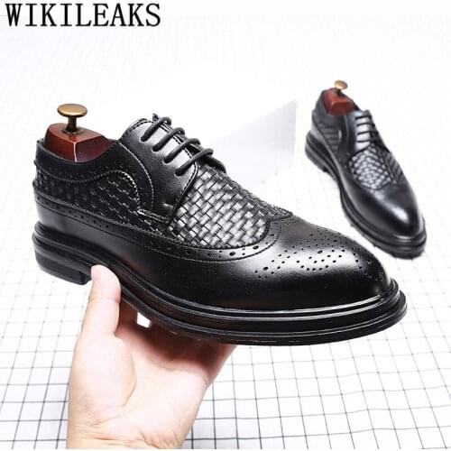 Office Shoes Men Classic Italian Luxury Brand Brogue Shoes Men Formal Evening Dress Coiffeur Elevator Shoes For Men Brown Dress
