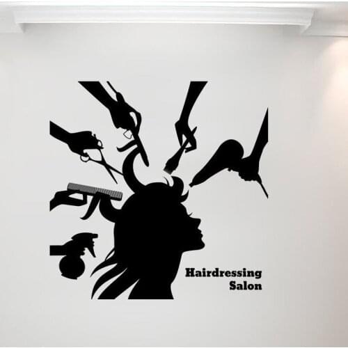 New Large Wall Decal Sticker Art Removable Waterproof Vinyl Transfer Beauty Salon Hair Women Wall Sticker Decoration WL36