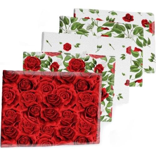 New Polyester Cotton Fabric Flowers ROSE Design Printed Twill Fabrics Sheet DIY Dress Handbag 50*145cm