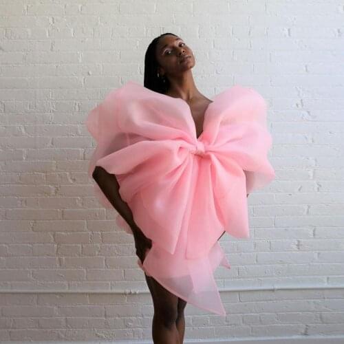 New Arrive Pink Sweetheart Shape Girls Mini Dress With Big Bow Tulle Skirt Dresses For Party Formal Dress 2020 Custom Made