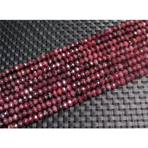 Genuine Natural Purple Red Garnet Faceted Rondelle Necklaces or Bracelets Small Beads 15"