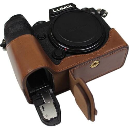 Portable PU Leather Case Camera Bag cover for Panasonic Lumix S5 Half Body Base Cover shell with Battery Opening