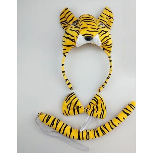 Party Yellow Tiger Animal Ears Hairband Headband Tail Costume Animal Cosplay For Children Adult Halloween Christmas