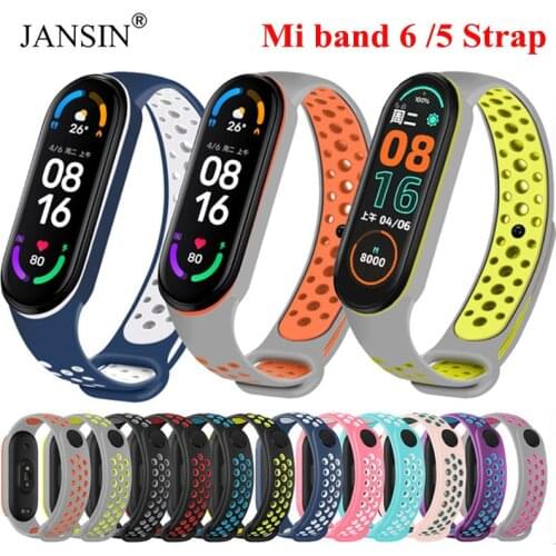 Silicone Watchband Strap For Xiaomi Mi Band 6 Colorful Sport Breathable Strap For Xiaomi Mi band 5 miband 6 Bracelet Wrist Strap