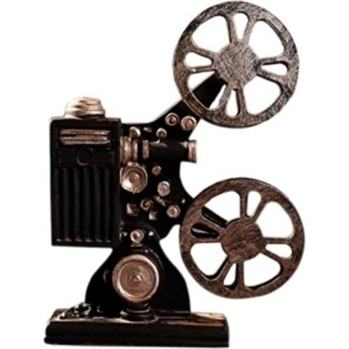 Retro Nostalgic Movie Film Projector Model Vintage Style Resin Ornament Figurine Photo Props Collectible Sculpture Decor