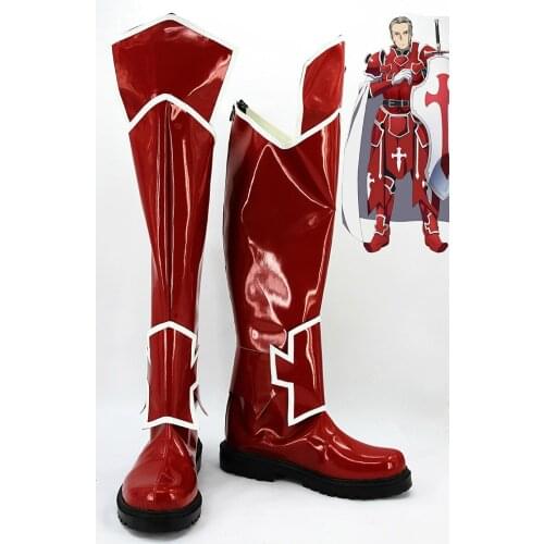Sword Art Online Heathcliff cosplay Shoes long Red Boots For Christmas Halloween Festival Custom Made