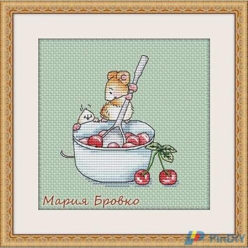 Counted Cross Stitch Kit Fan blowing a fan Handmade Needlework For Embroidery 14ct Cross Stitch Rats making jam