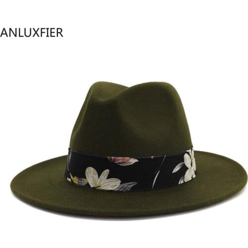 H7565 Fall Winter Ladies Korean Fedoras Hat Women Flat Eave Wool Felt Jazz Cap Female Fashion Elegant Casual Retro Vintage Hats