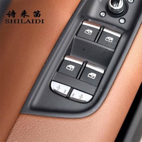 Car Styling for Audi Q7 4M Interior Door Window Glass Switch Buttons Armrest panel Child safety button Auto Covers Stickers Trim