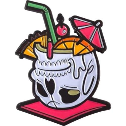 Tiki glass enamel pin tropical drink brooch enchanted Tiki room bar cocktail pins summer time jewelry Hawaii surfer surfing gift