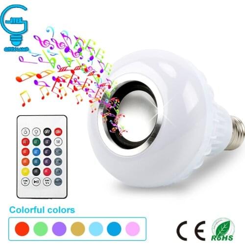 LED Bulb E27 Smart Light Bulb Wireless Bluetooth 4.0 Magic Dimmable RGBW Speaker Music Playing Audio With 24 Key Remote Contro