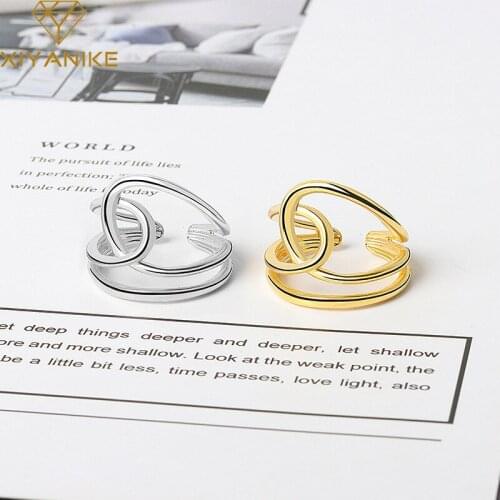 XIYANIKE 925 Sterling Silver Geometric DoubleLayer Interwoven Winding Line Ring Female Simple Exaggerated Jewelry Open Wholesale