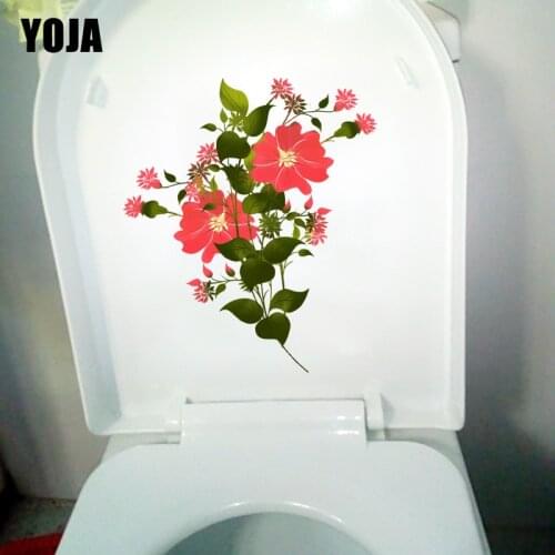 YOJA 19.7*22.8CM Blooming Red Flowering Branch Wall Sticker Decal Creative Toilet WC Decor T1-1000