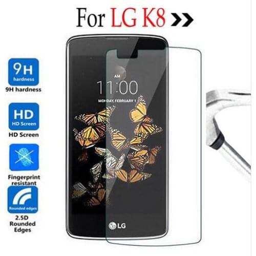 For LG K8 Tempered Glass On The For LG K8 K 8 Lte K350 K350N K3500E K350DS Screen Protector Cover Protective Film Case Shield