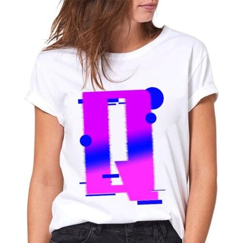 Ladies T shirt 2021 Fashion Alphabet Q Print woman Tee Top Retro White Female T-shirts Casual Women Tshirt Fashion Tshirt femme