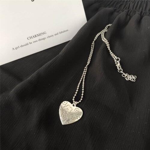Fashion Love Shape Lettering Pendant Necklace for Women Simple peach heart egg double-sided pattern Necklace Friends gifts